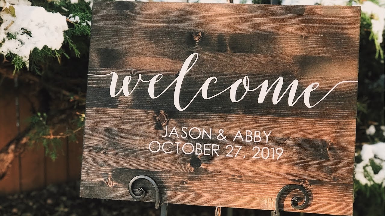 Wooden welcome sign  hand lettered and painted wedding or event