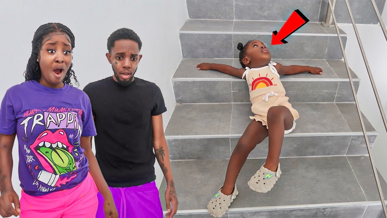 Baby Dream Fell Down The Stairs Prank On Mother - YouTube