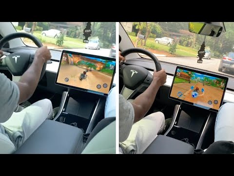 Guy Plays Mario Kart Using Tesla Steering Wheel