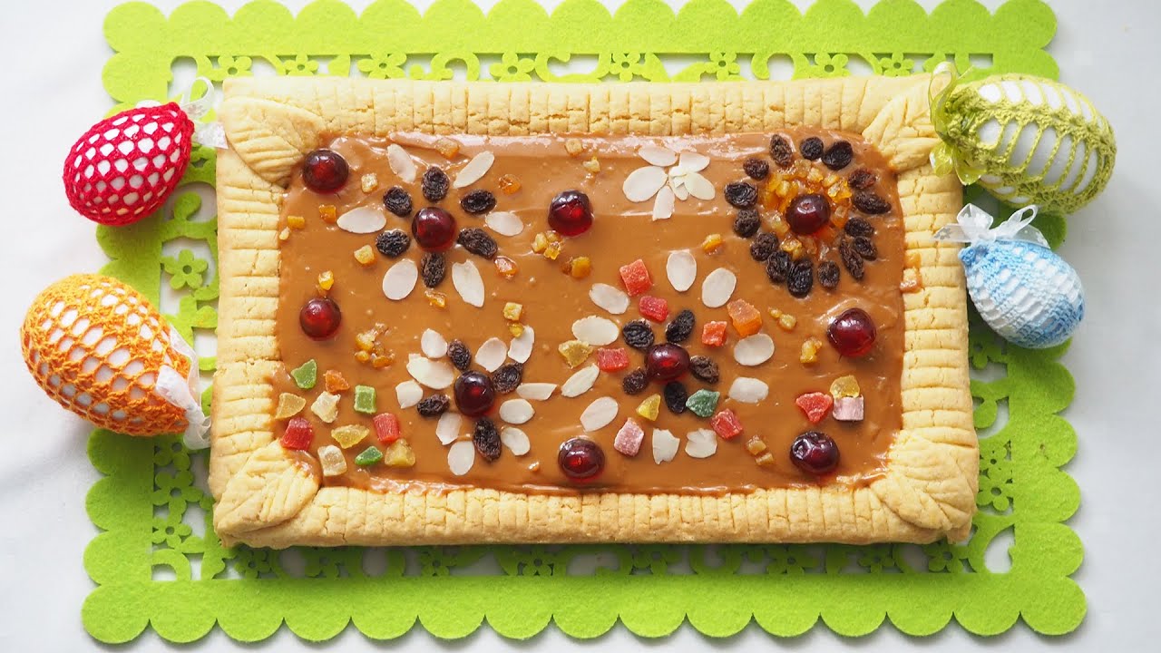 Mazurek z masą budyniową i kajmakiem 🐣