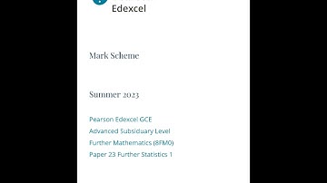 PEARSON EDEXCEL AS Further Mathematics PAPER 23 2023 MARK SCHEME (8FM0/23: Further Statistics 1)