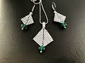 Classy Jewelry Set.Christmas gift Idea.Beaded Pendant & Earrings