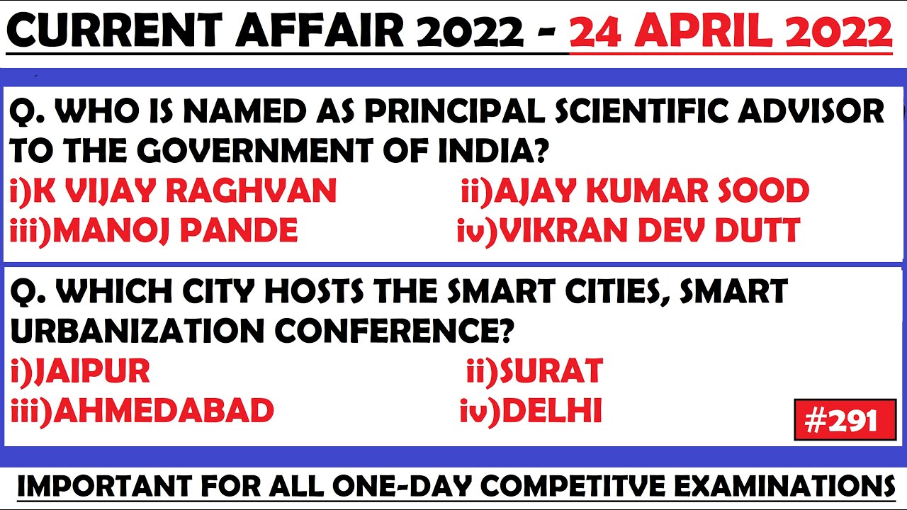 24 April 2022 Current Affairs Question | India & World Current Affair | Current Affairs 2022 April |