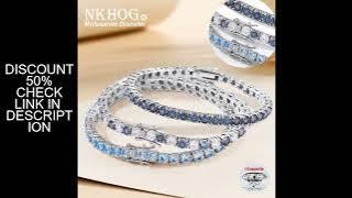 NKHOG 3/4/5/6.5mm Colorful Blue Moissanite Tennis Bracelet 925 Sterling Silver Women 18K Gold Plated