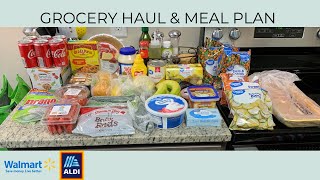 GROCERY HAUL \& MEAL PLAN | BUDGET FRIENDLY | WALMART GROCERY PICKUP | ALDI | FAMILY OF TWO