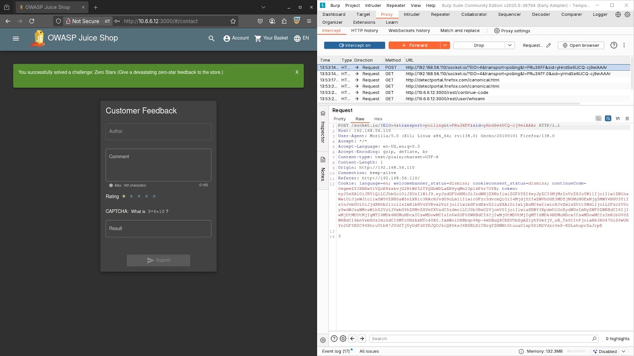 Juice Shop - OWSAP -  BurpSuite - Zero Star Review
