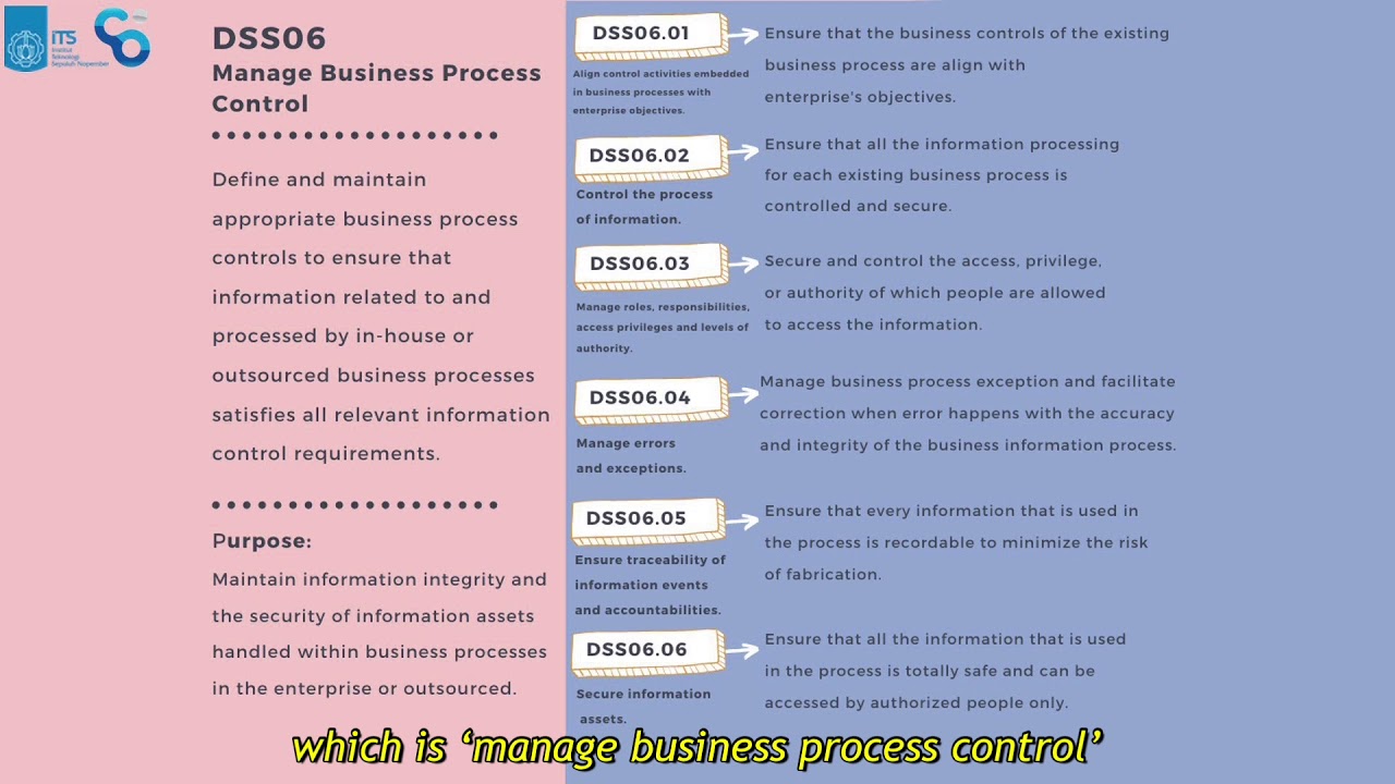 COBIT5 DSS06: Manage Business Process Control