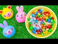 Rainbow Satisfying Video | All My Candy Mixing ASMR with Magic Funny Animals & Color Skittles Slime