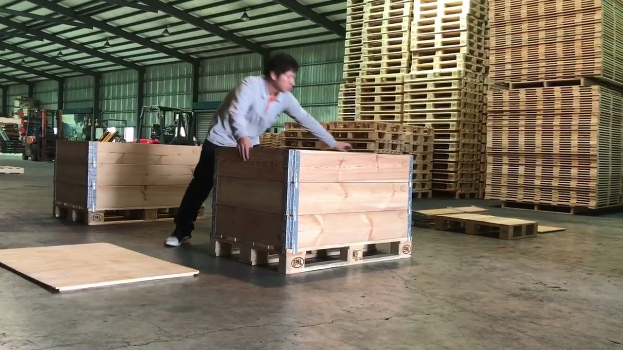 棧板圍板箱 組裝拆卸 pallet collor - YouTube