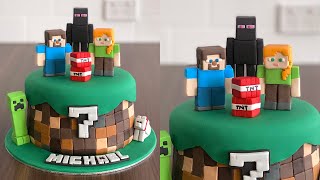 Minecraft Cake Tutorial  (Part 2) Minecraft Enderman, Wolf, TNT cake toppers