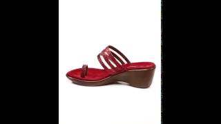 Mochi Maroon Toe Ring Wedge Sandals