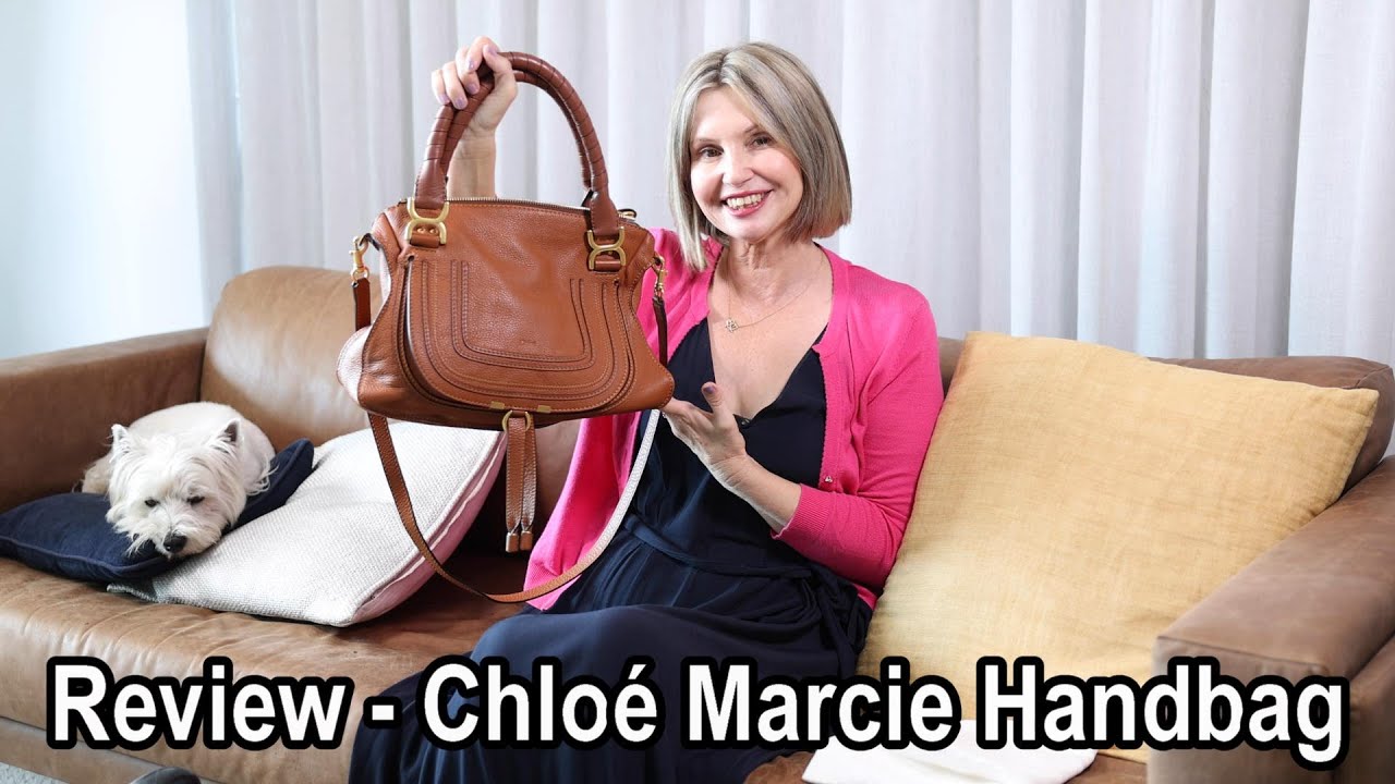 Chloe Taupe Grained Calfskin Leather Marcie Medium Saddle Bag
