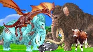 Zombie Mammoth vs Angry Dragon fight with animals