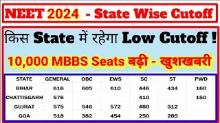 NEET 2024 State vise cutoff / Total Mbbs seats increased / Cutoff Low रहेगी खुशखबरी