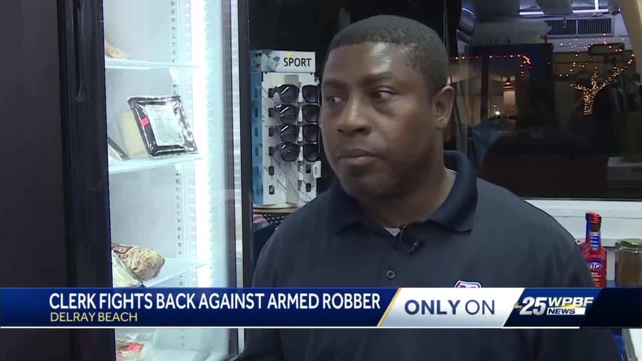 Clerk Fights Back Against Armed Robber - YouTube