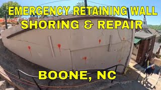 Emergency Retaining Wall Shoring, Stabilization & Retrofit with Soil Nails + Gunite Application