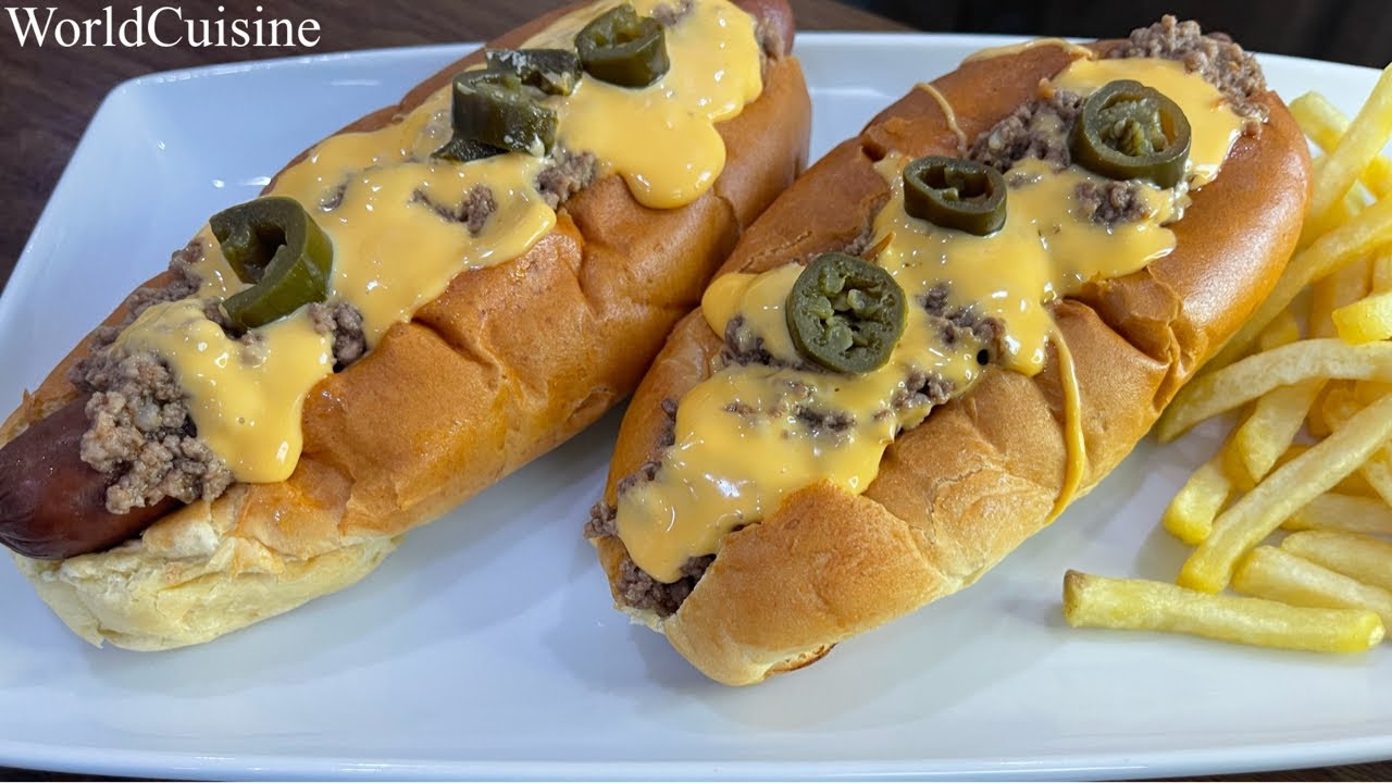 Chilli Hot Dogs Chilli Cheese Dogs by WorldCuisine YouTube