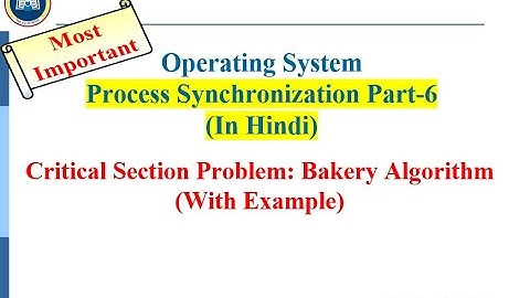 Process Synchronization Part 6 Bakery Algorithm Critical Section Problem
