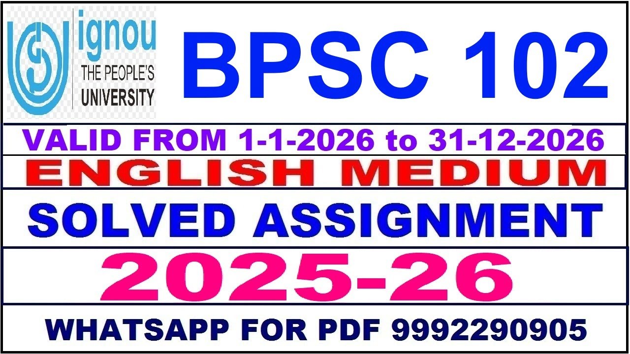 BPSC 102 solved assignment 2025-26 in English || bpsc 102 solved assignment 2026 || bpsc102 2025-26