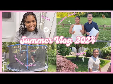 a summer vlog 🌞👙🌊 schools out, pool day, summer braids