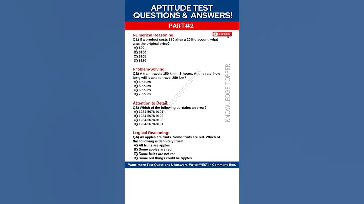 Aptitude Test Assessment Questions and Answers | Aptitude Test Preparation