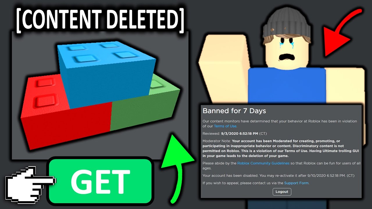 People That Took This Free Model Got Banned For 7 Days Roblox Youtube - banned from roblox template