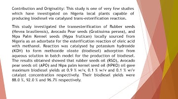 Optimization of Biodiesel Development from Non Edible Indigenous Feedstocks in Nigeria IJB 2019 81 8