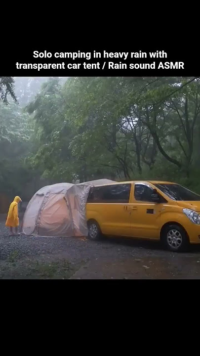 Solo camping in heavy rain with transparent car tent / Rain sound ASMR#camping #camp #outdoors#short