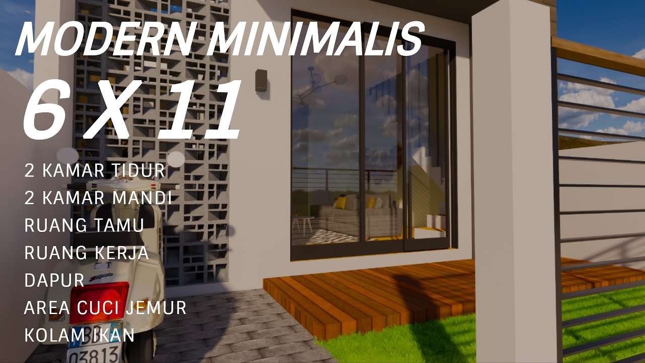  DESAIN  RUMAH  MINIMALIS  6 X 11 DENGAN 2  KAMAR  TIDUR DAN  