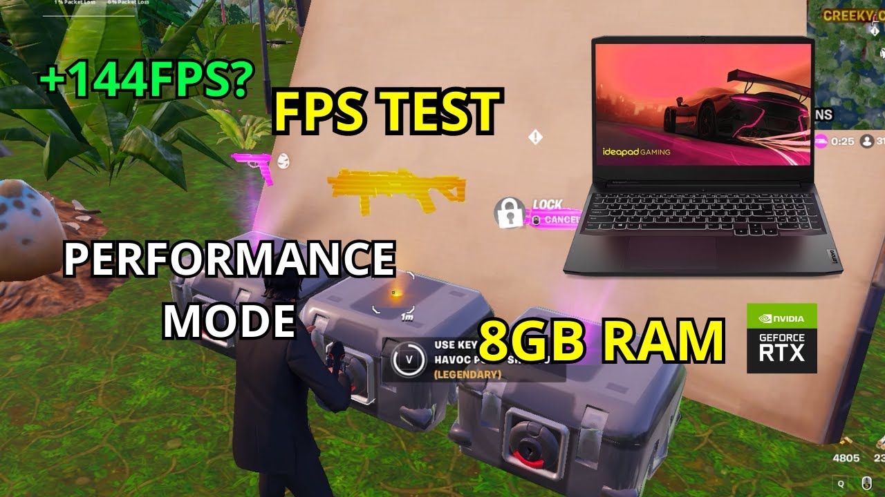 FORTNITE FPS TEST PERFORMANCE MODE ON LENOVO IDEAPAD GAMING CHAPTER 4