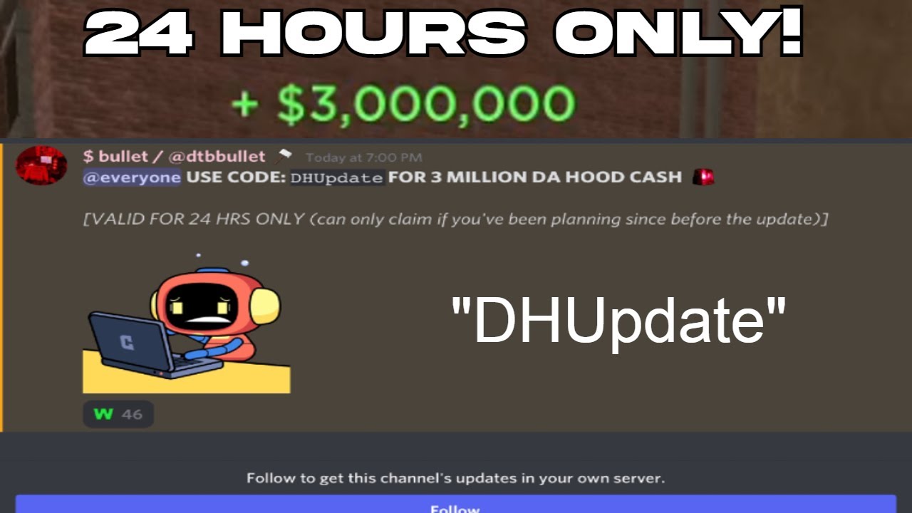 ROBLOX DA HOOD CODE FOR 3M$ | 