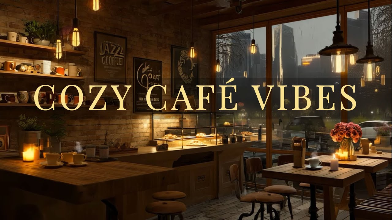 Rainy Day Coffee Shop Ambience ️ JAZZ Background Instrumental Music for ...