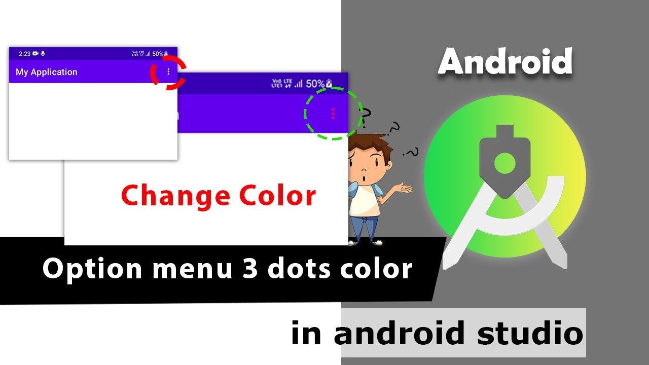 Change Three Dots Color On Actionbar In Android | Change 3 Dots Color Of Option Menu | Part 5 | #54