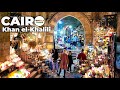 Cairo egypt evening walk  khan elkhalili market at night  4k  with captions