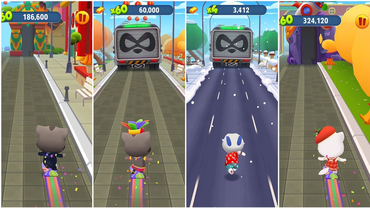 Talking Tom Gold Run Agent Tom, Fiesta Tom, Hawaiian Hank,Persimmon Angela, RabiaGameplay 