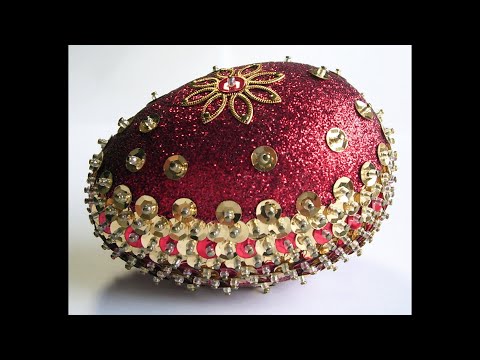 Making a Classic Red and Gold Sequin and Glitter Easter Egg