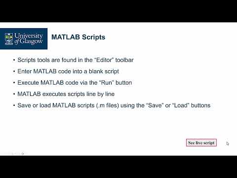 MATLAB Scripts: Introduction to MATLAB Scripts