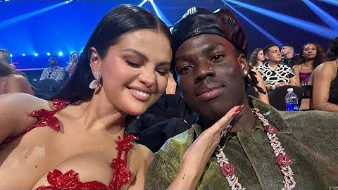 Rema and Selena Gomez accepting the #VMAs Award For BestAfrobeats, "CalmDown".