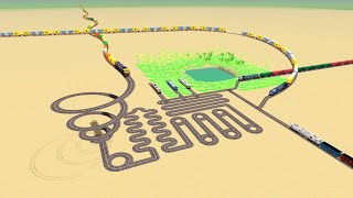 EIGHT TRAIN CROSSING SNAKE CIRCLE⭕ CONTAINERS COLORFULL RAILWORK BEAMNG DRIVE 
