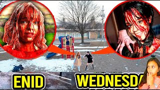 ЭНИД и УЭНСДЭЙ ПОПАЛИСЬ НА КАМЕРУ на ПЛОЩАДКЕ! Wednesday Addams in real life Валеришка