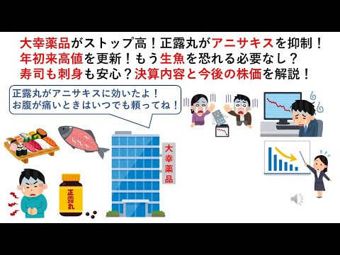 大幸薬品がストップ高！正露丸がアニサキスを抑制！年初来高値を更新！もう生魚を恐れる必要なし？寿司も刺身も安心？決算内容と今後の株価を解説！