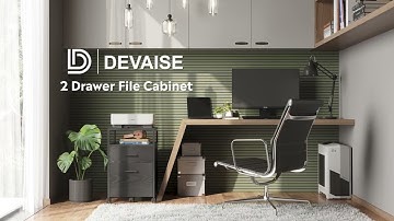 DEVAISE | Black 2 Drawer Wood File Cabinet with Open Storage Shelf 2022