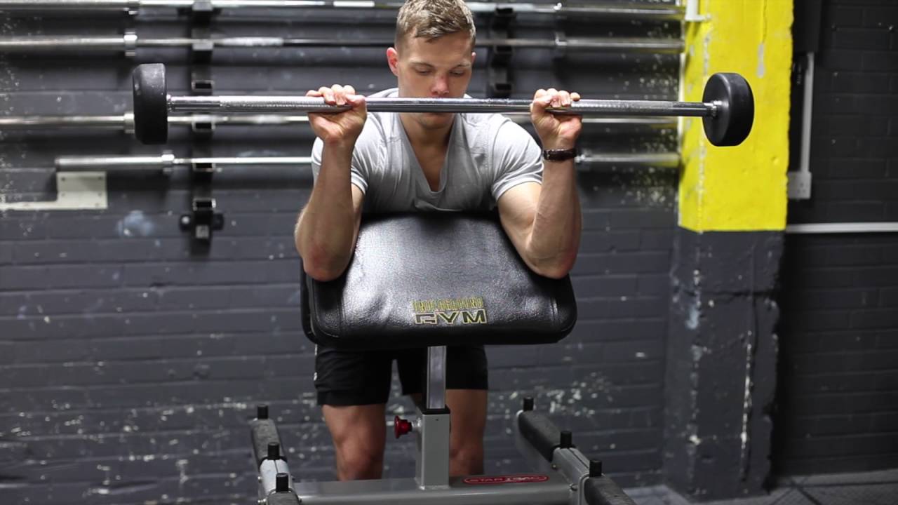 Reverse Grip Barbell Preacher Curls YouTube