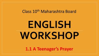 Class 10th | A Teenager's Prayer | ENGLISH WORKSHOP | Learn From Home