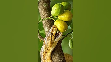 Golden Python’s Realistic Bite on Fresh Mosambi | Ultra-Realistic 8K #ballpython #treepython #burmes