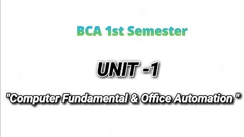 UNIT -1 I Computer Fundamentals & Office Automation I BCA 1st Sem I #ccsu #msu  @Syed_Faizy_Zaidi