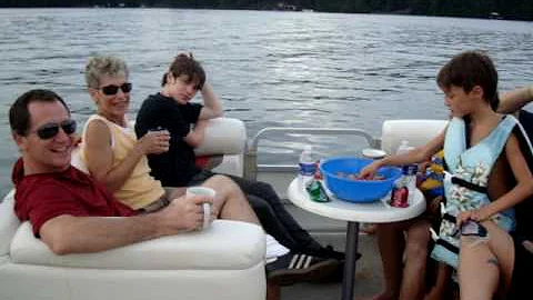 Celebrating Janet Sharp's birthday on Lake Jackson