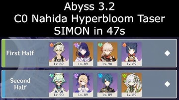Genshin Impact Abyss 3.1 | C0 Nahida Hyperbloom Taser Showcase | SIMON in 47s
