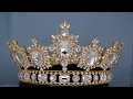 Men&#39;s Unisex Rhinestone Gold Full Clear   Royal Premium  Crown