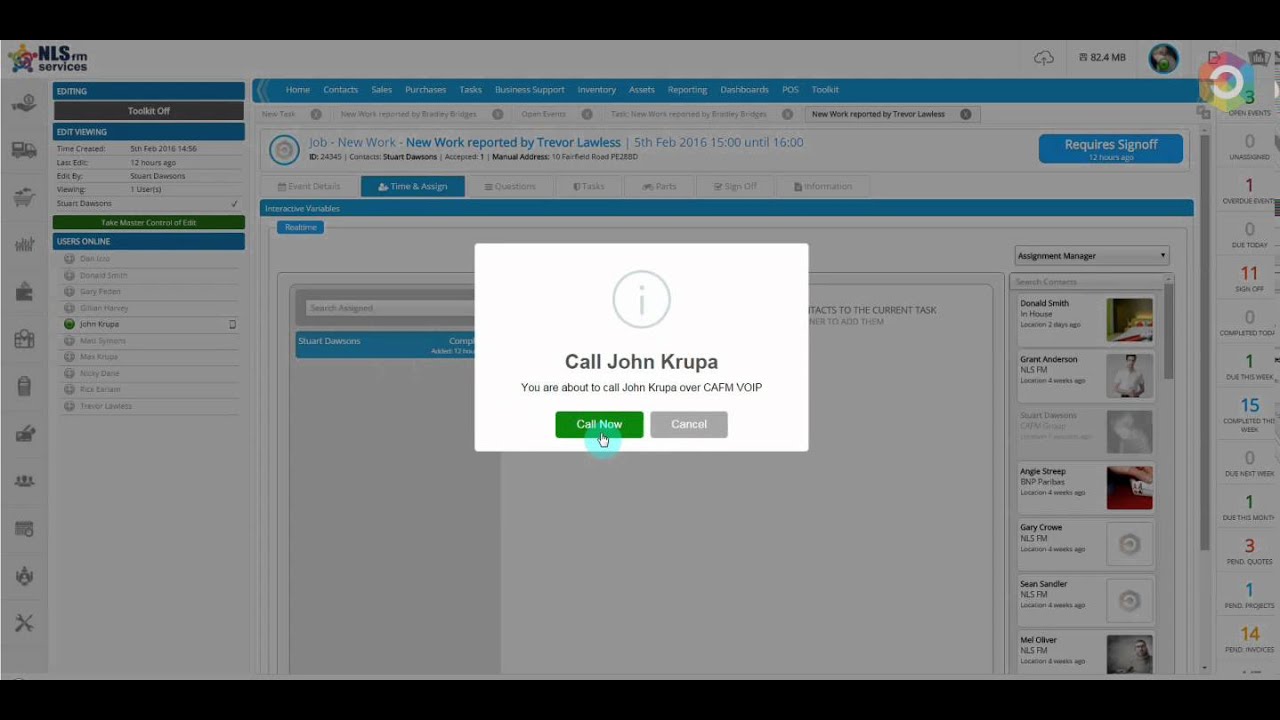 ERP VoIP calling example